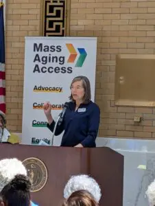MAA's Executive Director Betsey Crimmins addresses the crowd.